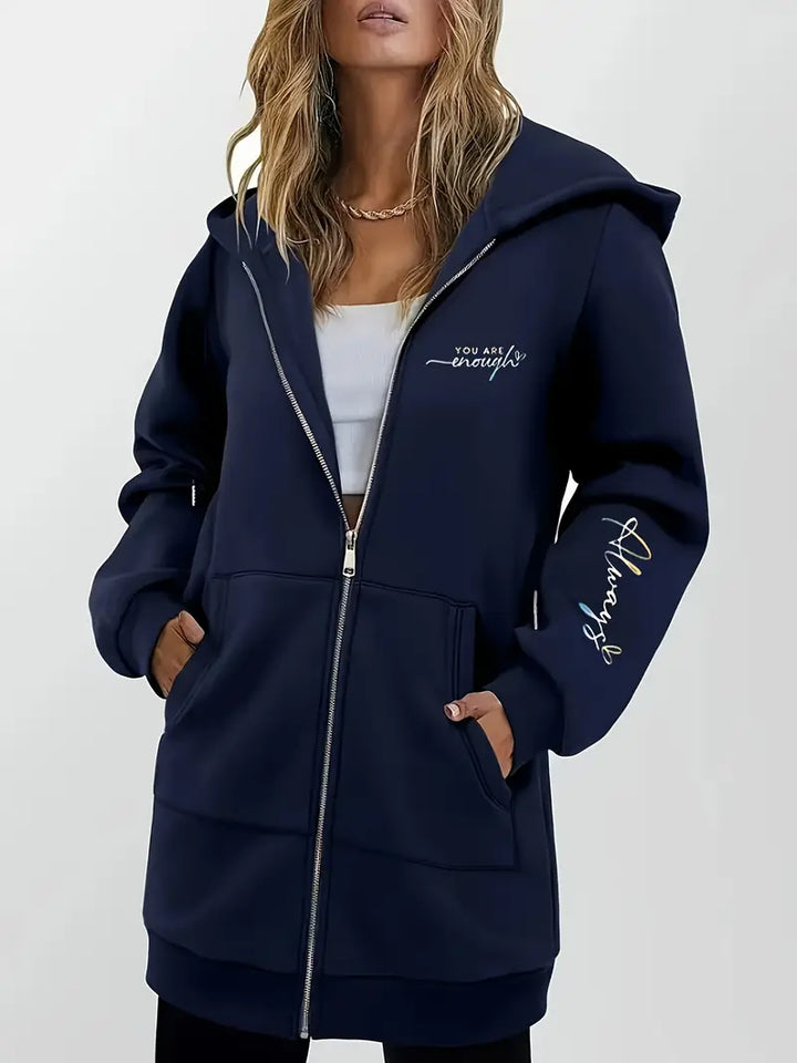 Angeleen – Kapuzen Jacke Mit Reißverschluss Und Geometrischem Print