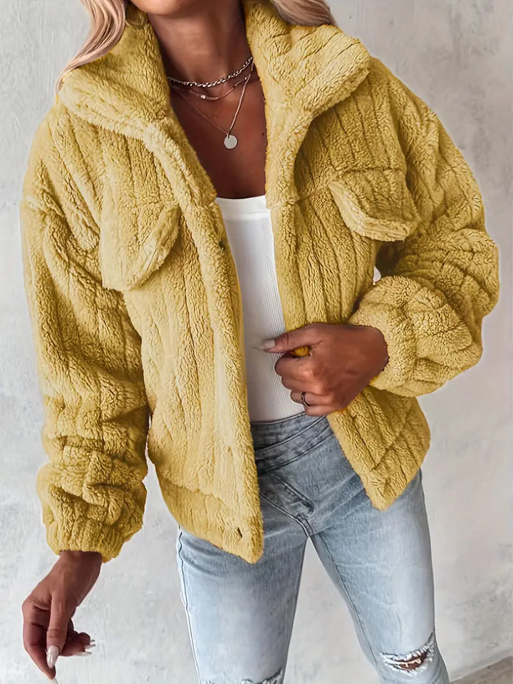 Narin – Lässig Teddy Jacke Mit Faux Tasche