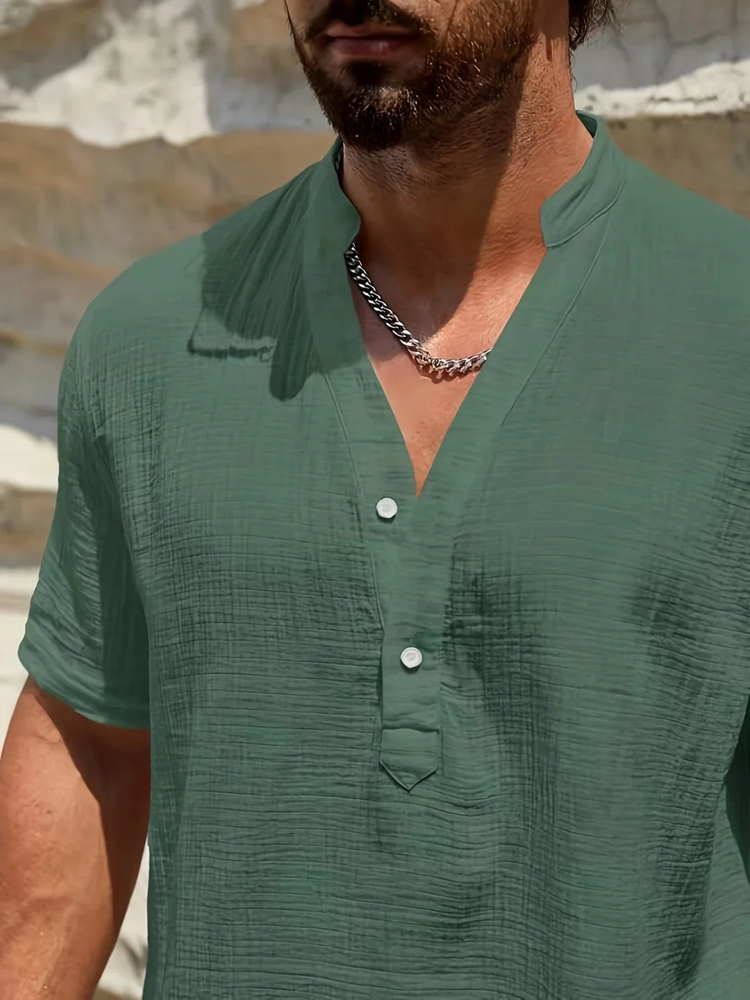Sancho – Elegantes Sommer Hemd Mit Stehkragen