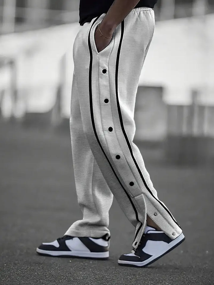 Mendis – Lässige Sport Hose Mit Geradem Bein Und Druckknopfverschluss