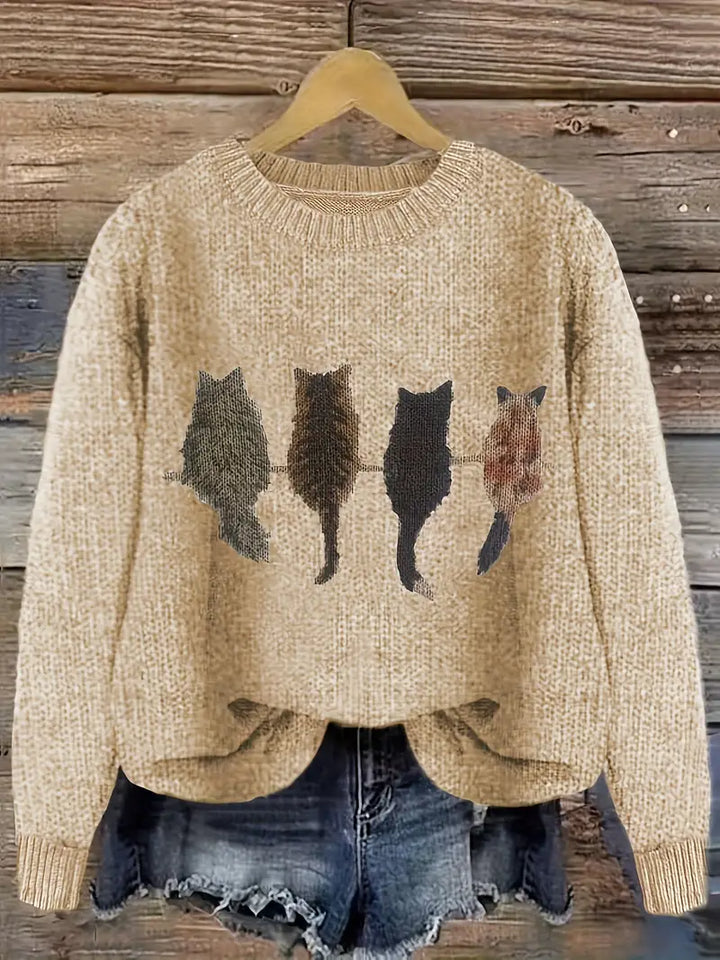 Urvana - Langarm Pullover Mit Katzen Drucken