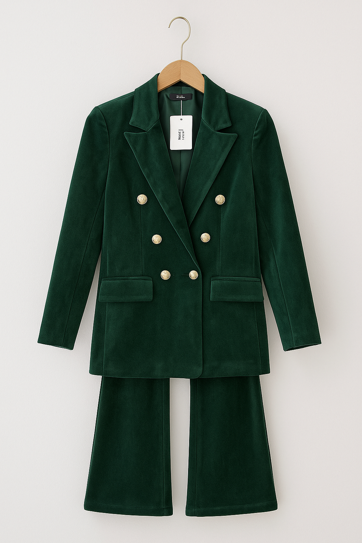 Dimitra – Samt Blazer Set Mit Doppelter Knopfleiste