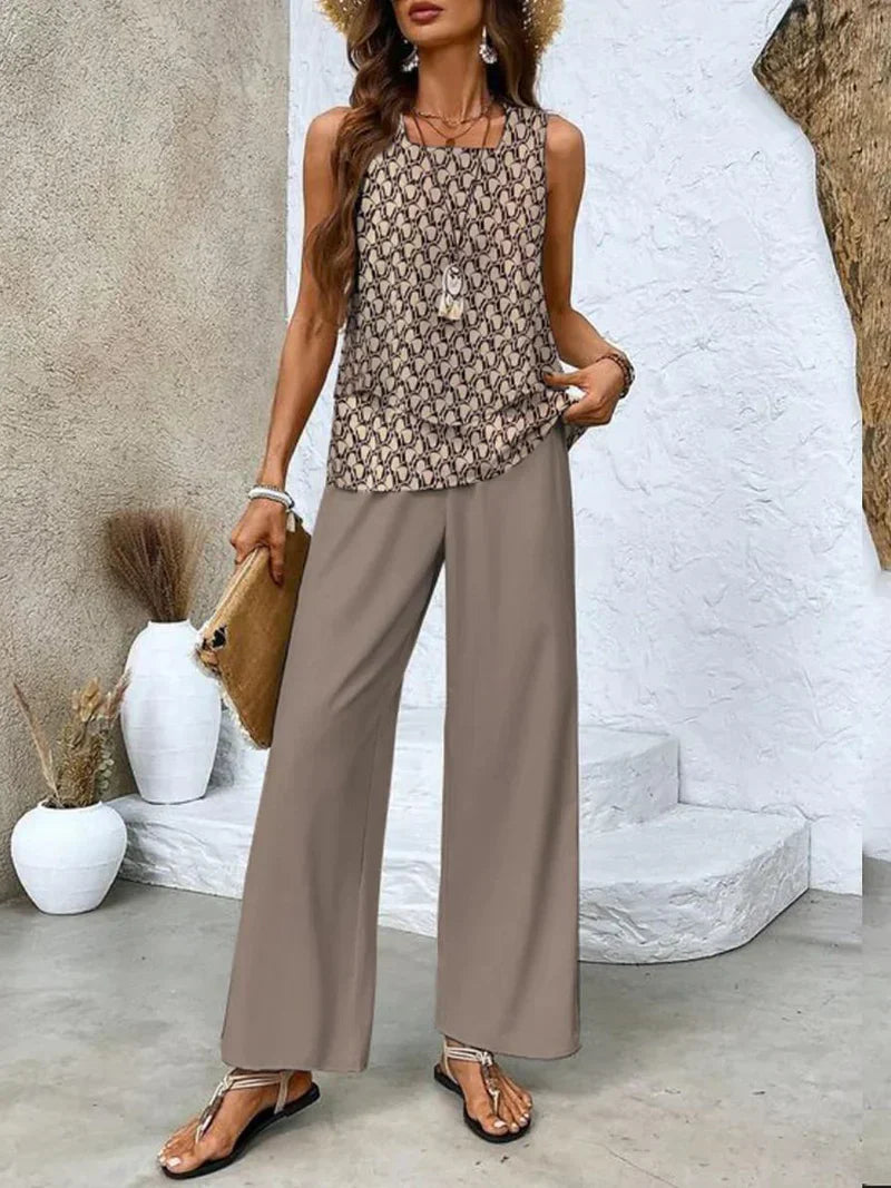 Samborska – Sommer Top Ohne Ärmel Und Hose Mit Weitem Bein