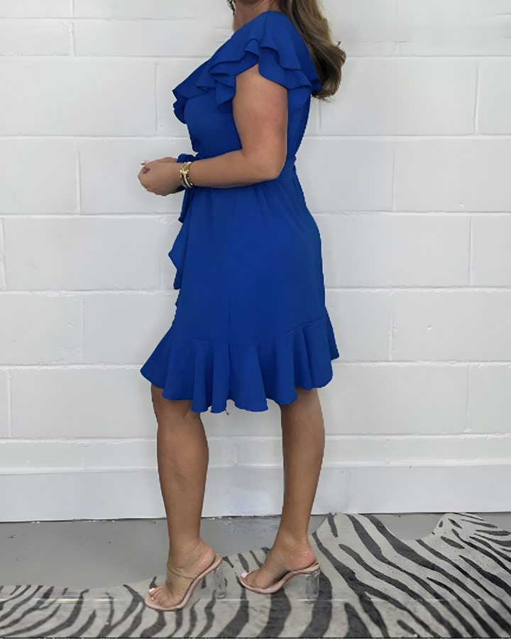 Tansy – Atmungsaktives Kleid Mit V-Ausschnitt Und Hoher Taille Mit Rüschen