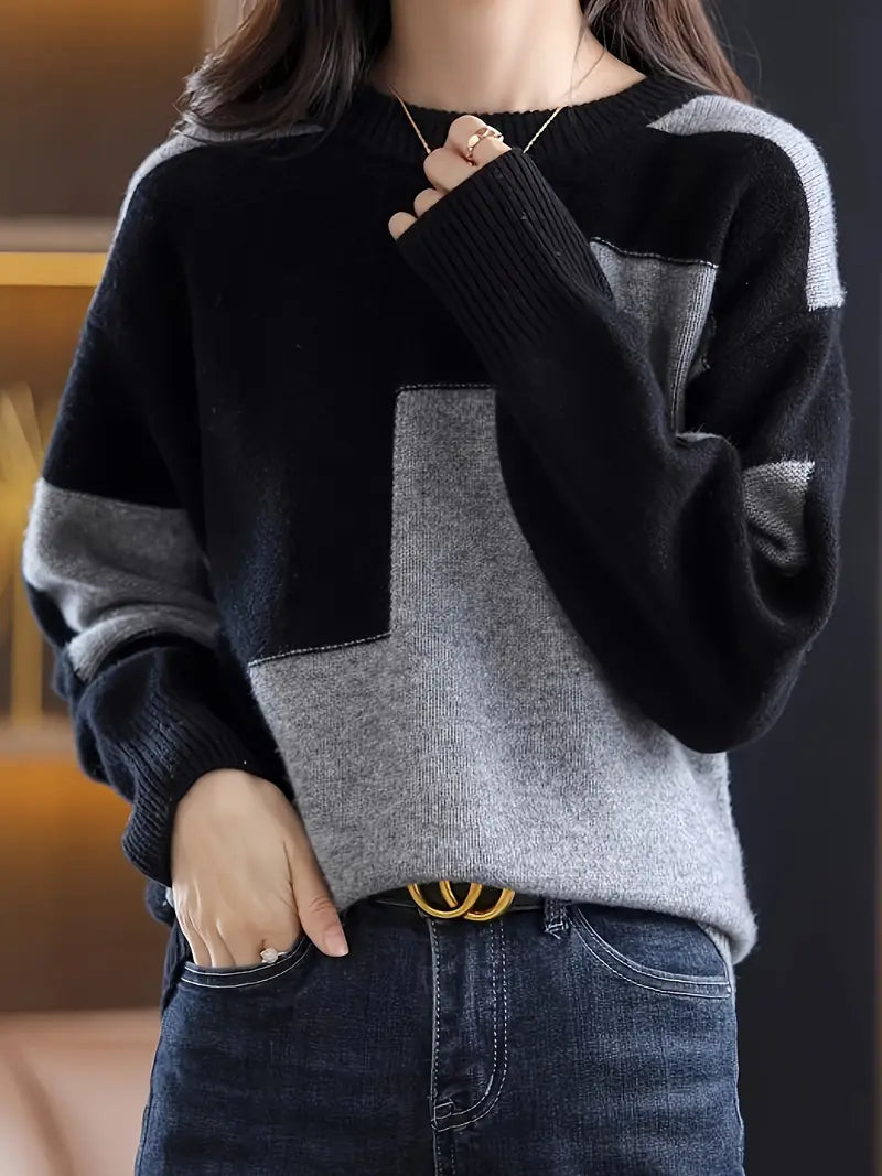 Gala – Eleganter Langarm Pullover Mit Geometrischem Muster