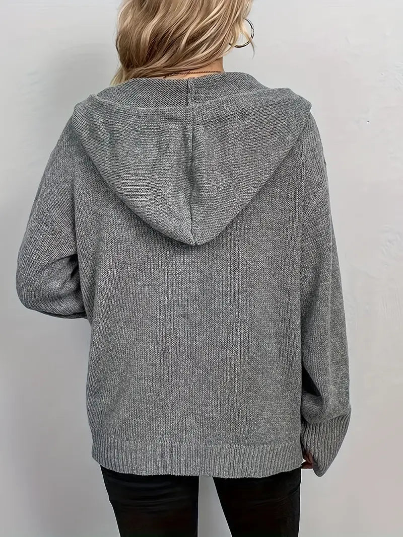 Suthida - Elegante Langarm Kapuzen Pullover Mit Taste