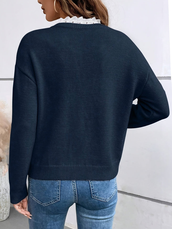 Nawarat – Strick Pullover Mit Spitze
