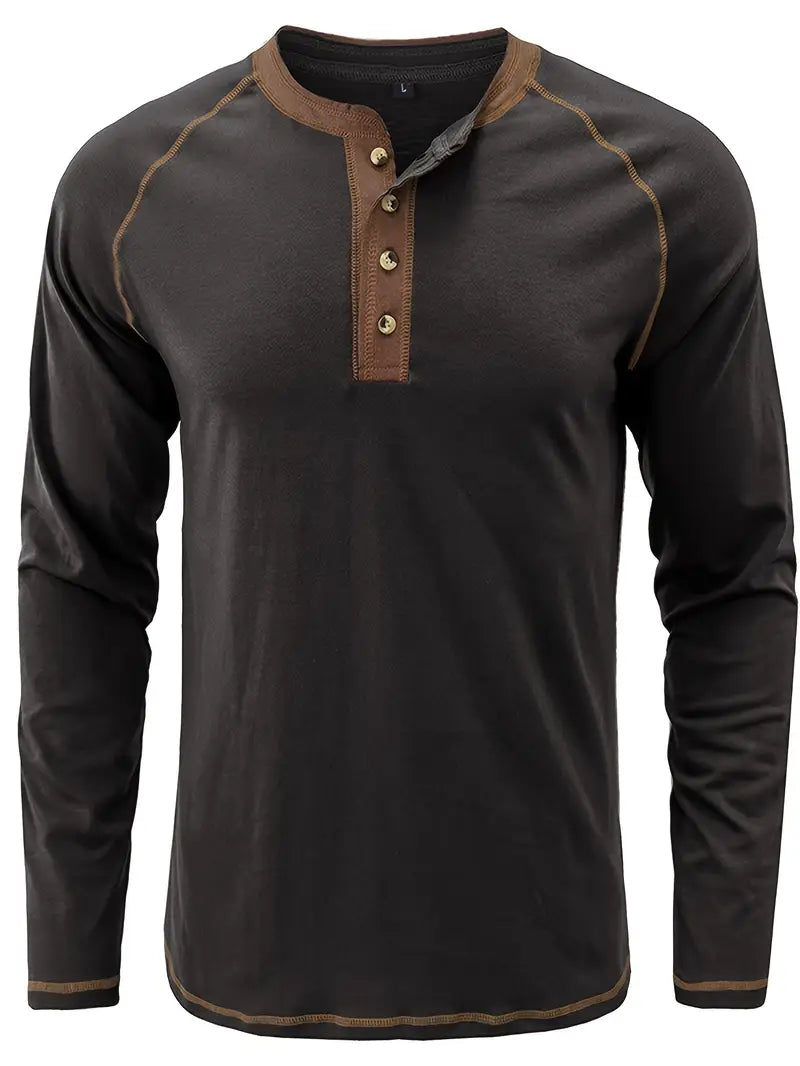 Sharma – Langärmliges Henley Hemd Mit Rundhalsausschnitt