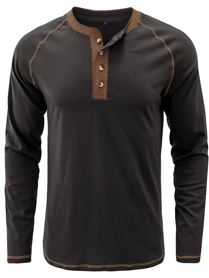 Sharma – Langärmliges Henley Hemd Mit Rundhalsausschnitt
