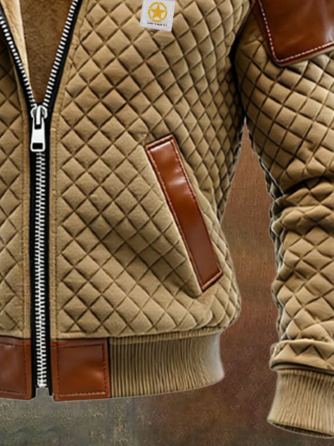 Richardson – Leder Jacke Für Draußen Mit Rautenmuster