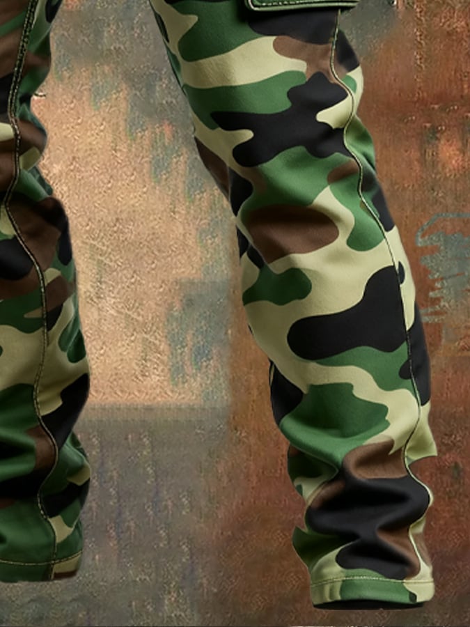 Banton – Vintage Camouflage Hose Mit Mehreren Taschen