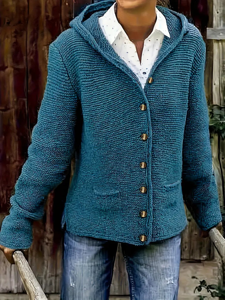 Bressan – Eleganter Strickjacke Mit Langen Ärmeln Und Kapuze