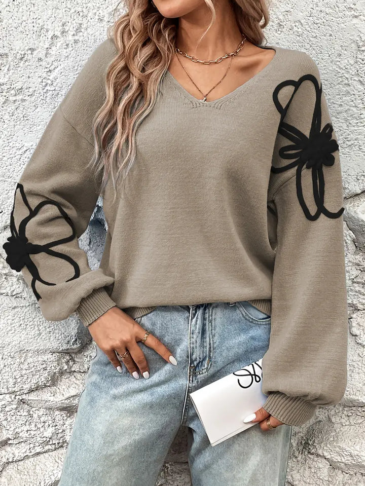 Semira – Langarm Pullover Mit Blumen Stickerei