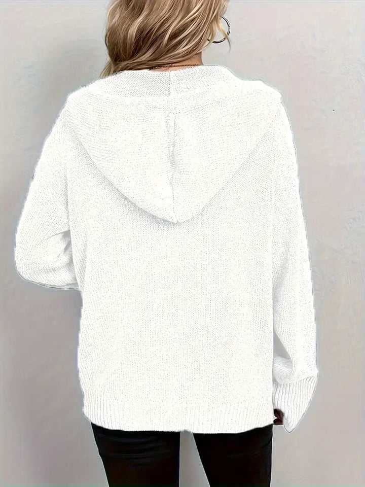 Suthida - Elegante Langarm Kapuzen Pullover Mit Taste