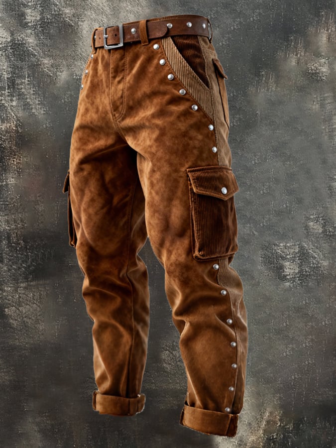 Curran – Vintage Im Freien Abenteuer Cordhose Mit Ziernähten Und Quasten