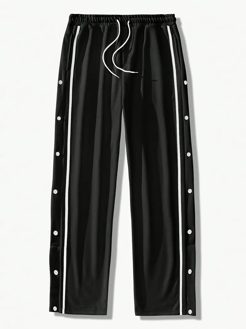 Mendis – Lässige Sport Hose Mit Geradem Bein Und Druckknopfverschluss