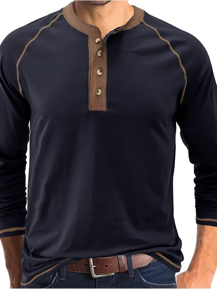 Sharma – Langärmliges Henley Hemd Mit Rundhalsausschnitt