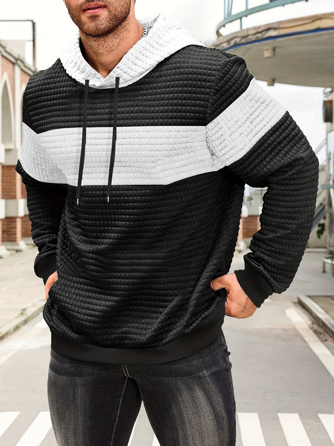 Fredric - Blockierung Stilvoller Kapuzenpullover Schweiß Hemd