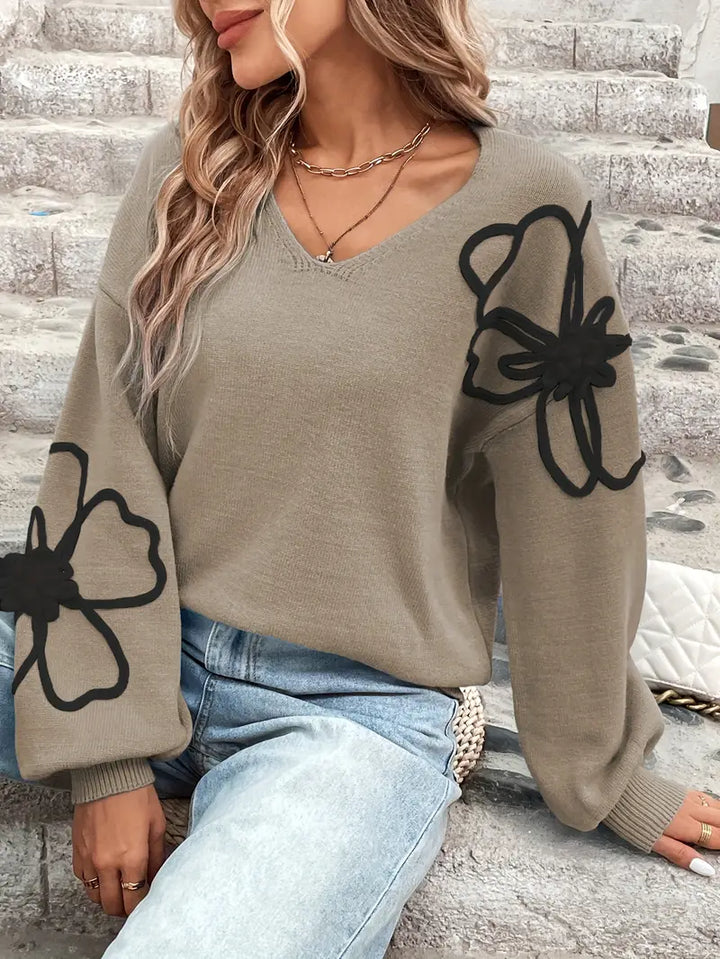 Semira – Langarm Pullover Mit Blumen Stickerei