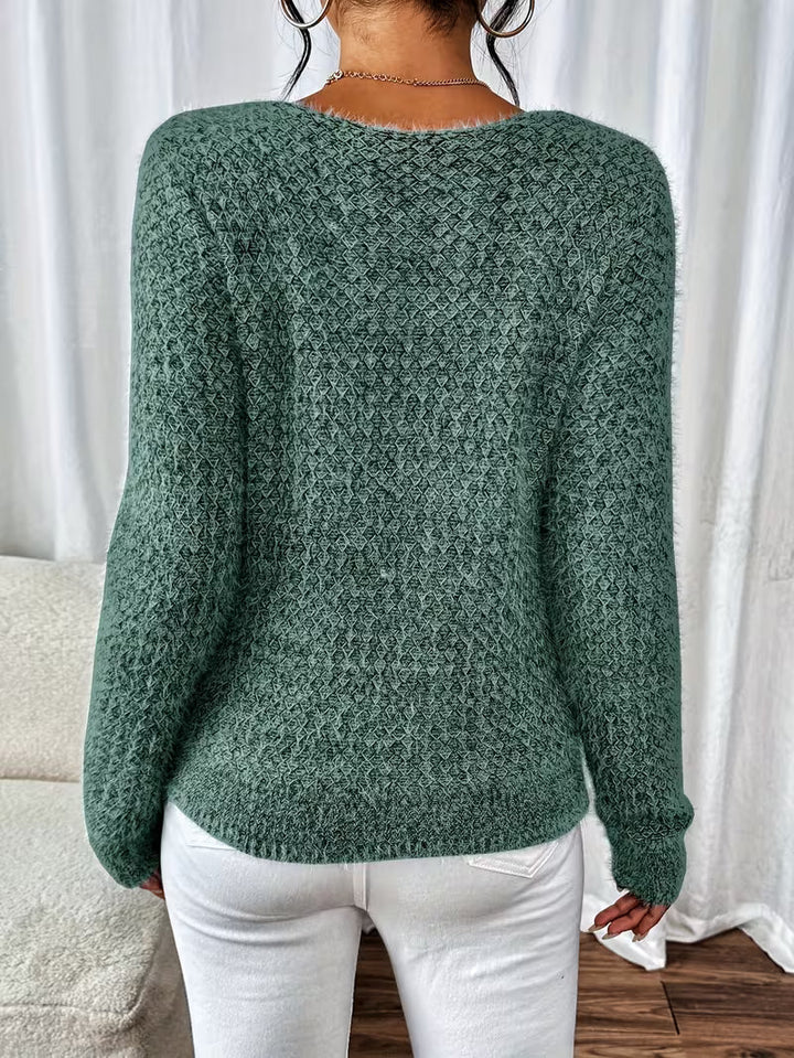 Aderah - Lockere Passform V-Ausschnitt Pullover