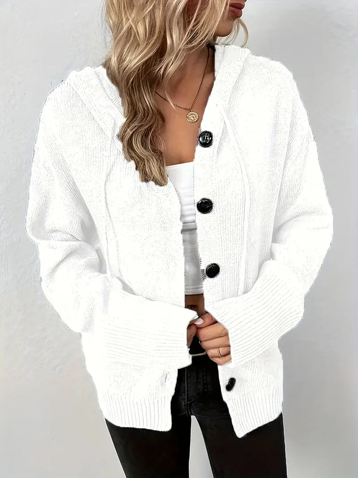Suthida - Elegante Langarm Kapuzen Pullover Mit Taste