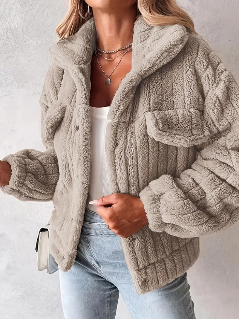 Narin – Lässig Teddy Jacke Mit Faux Tasche