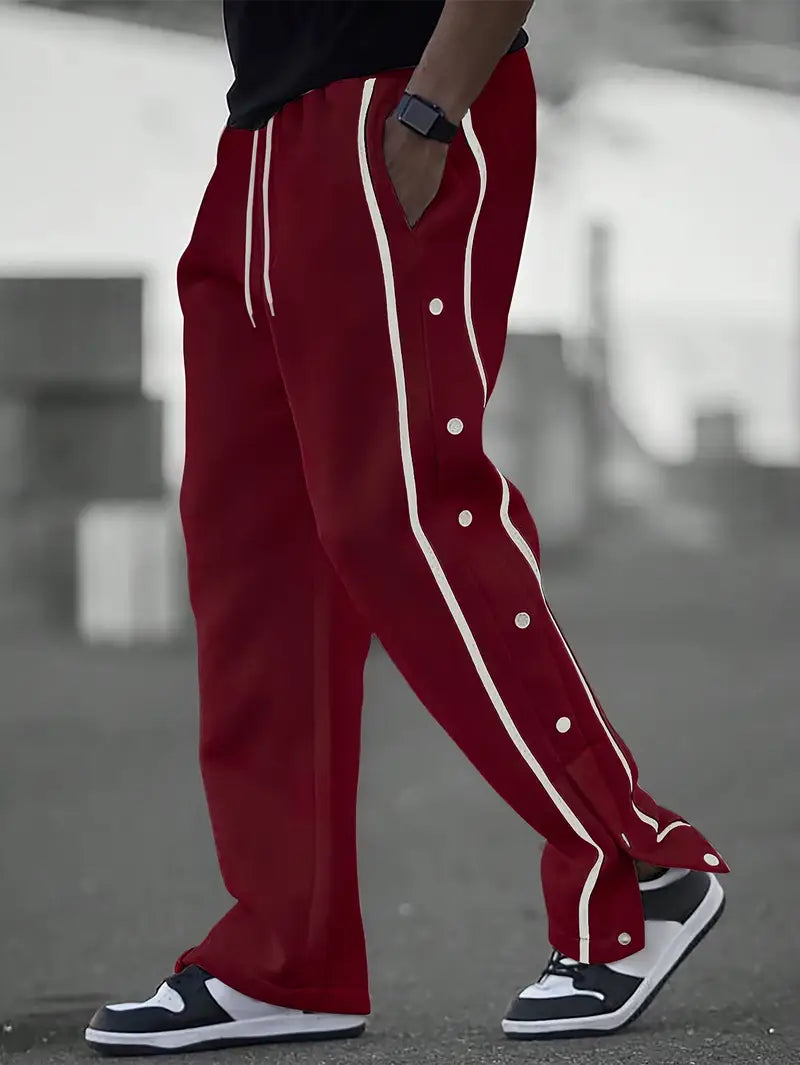 Mendis – Lässige Sport Hose Mit Geradem Bein Und Druckknopfverschluss