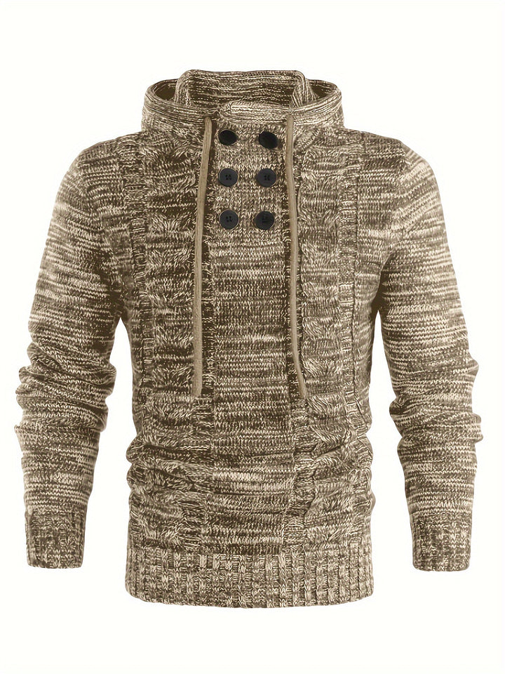 Damiaan – Lässiger Langarm Strick Kapuzenpullover