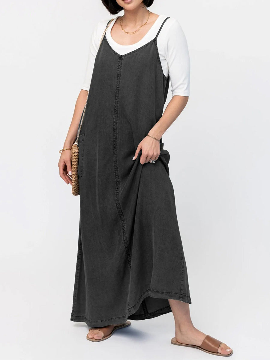 Éricaa - Maxikleid Aus Denim In Lockerer Passform