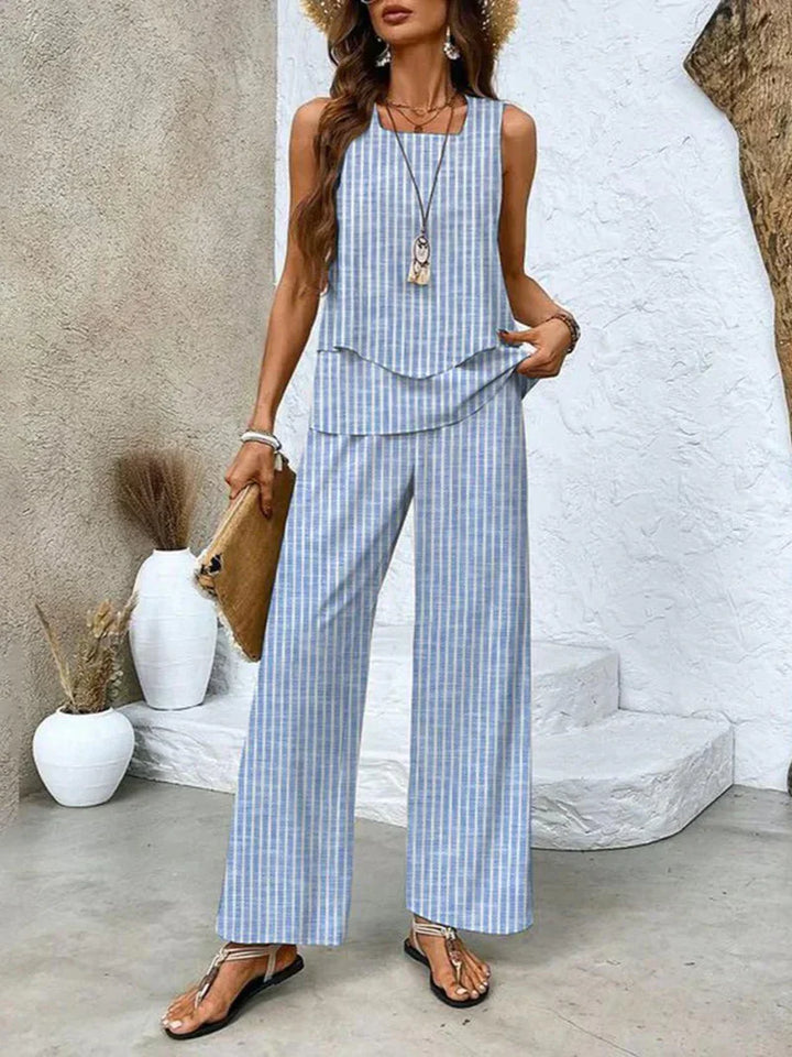 Samborska – Sommer Top Ohne Ärmel Und Hose Mit Weitem Bein