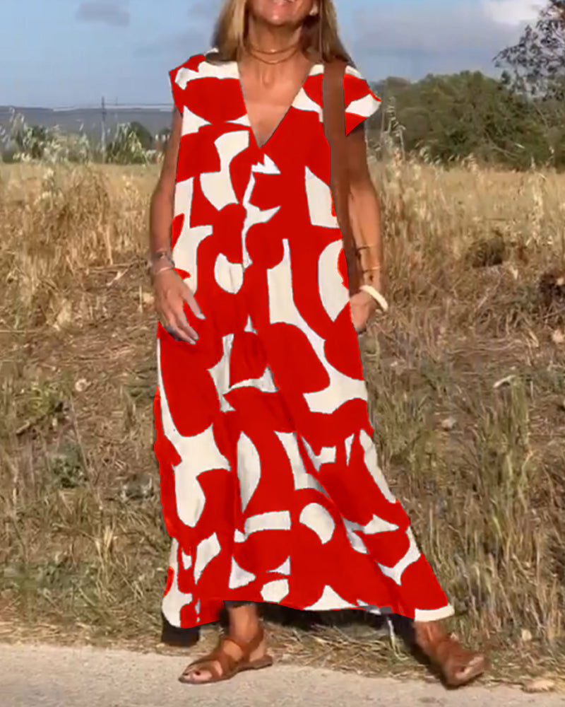 Sarinya - Bedrucktes Kleid Mit V-Ausschnitt