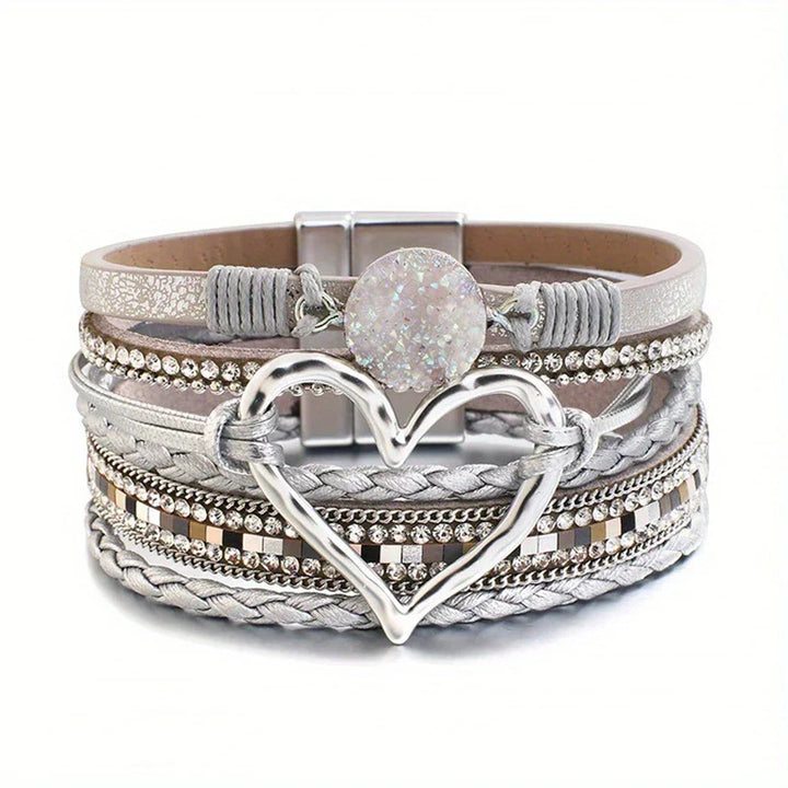 Joely - Mehrlagiges Leder Armband Mit Herz Gestaltung