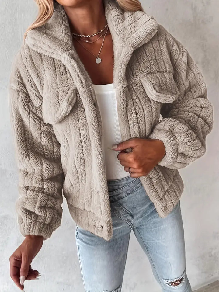Narin – Lässig Teddy Jacke Mit Faux Tasche