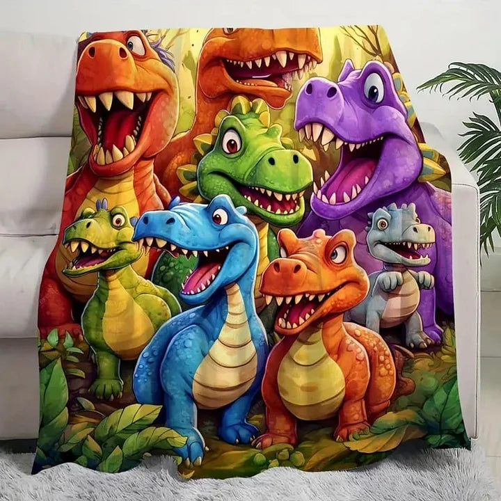 DinoSnuggle – Weiche, lustige Kuscheldecke mit Dinosauriern HD-Digitaldruck