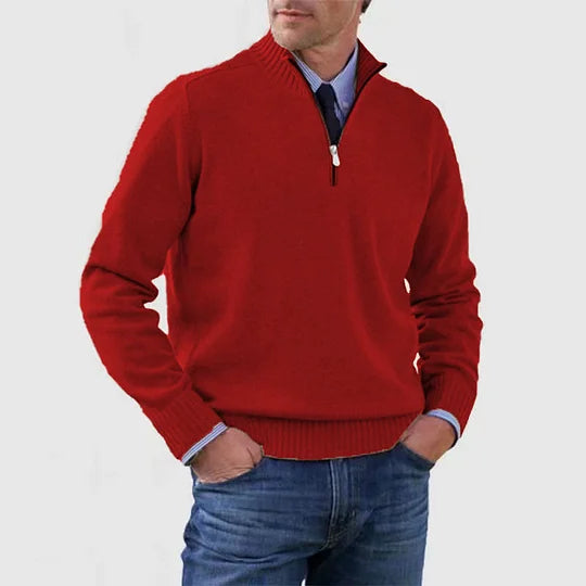 Ben – Modischer Warmer Pullover Mit Halbem Reißverschluss