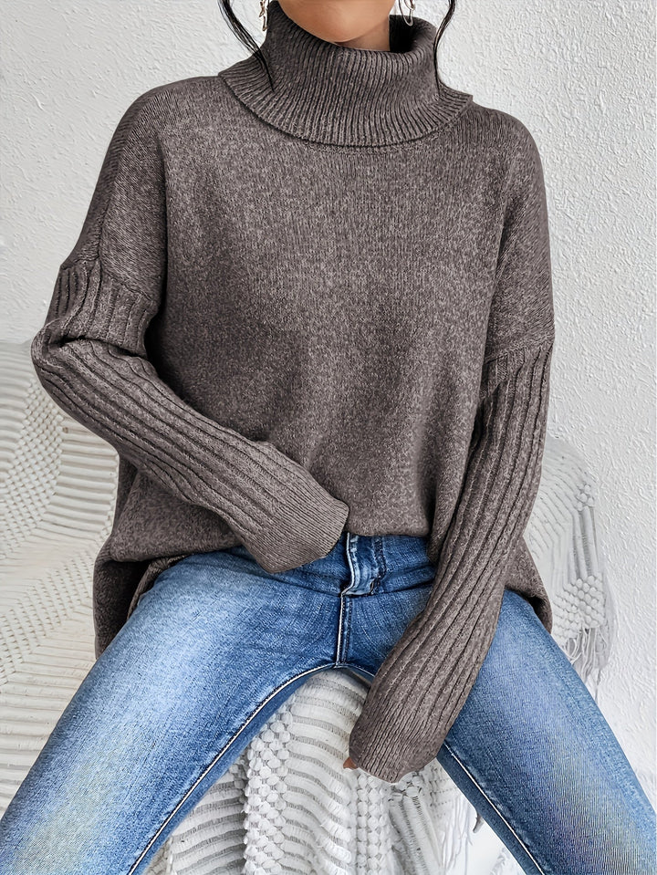 Tahlia – Lässiger Langarm-Pullover Mit Hohem Kragen