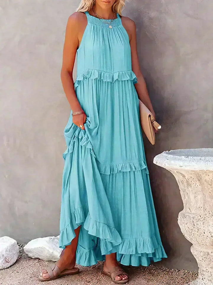 Hayley – Elegantes ärmelloses Kleid Mit Rüschen
