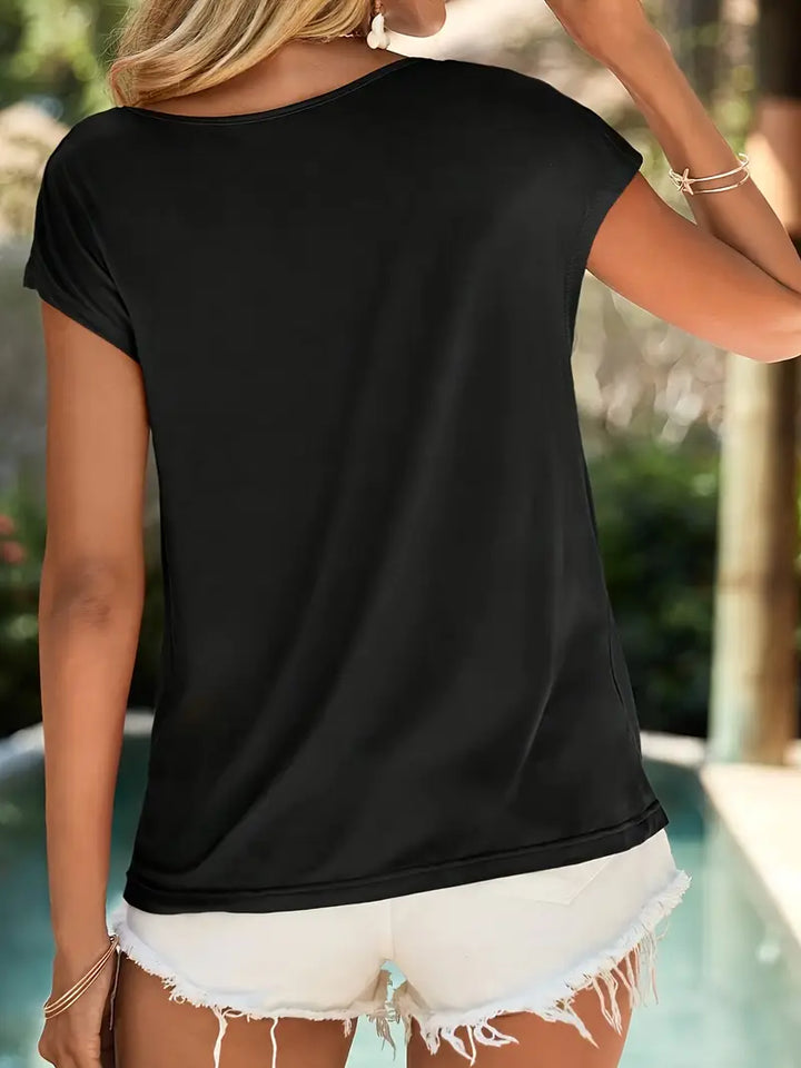Noguera – Stilvolle Kurzarm Bluse Mit Tiefem V Ausschnitt