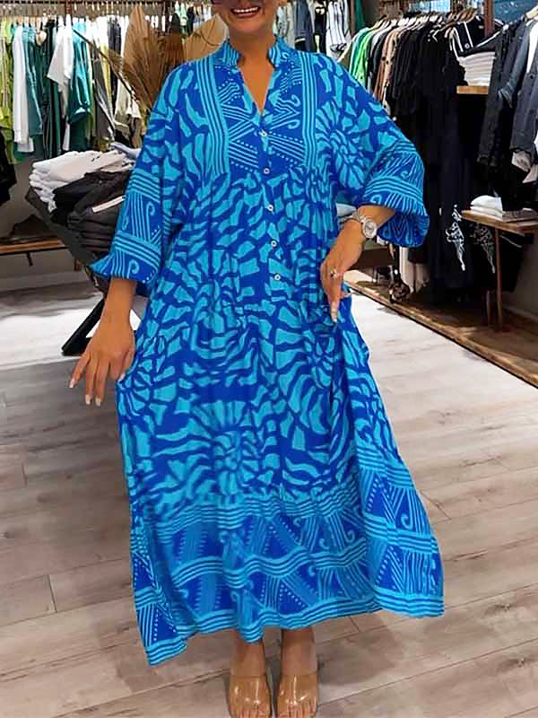 Elyanna - Bedrucktes Kleid Mit V-Ausschnitt