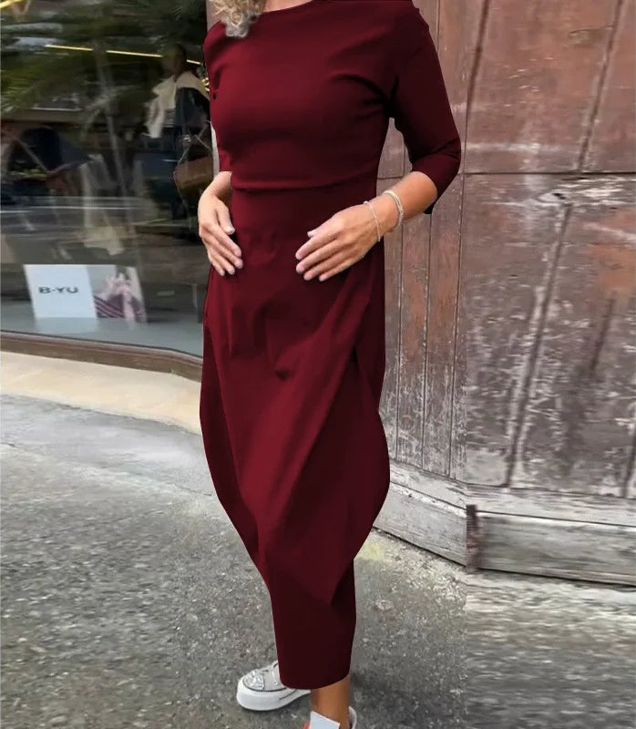 Vionel – Langärmliges Polyesterkleid Mit Taschen