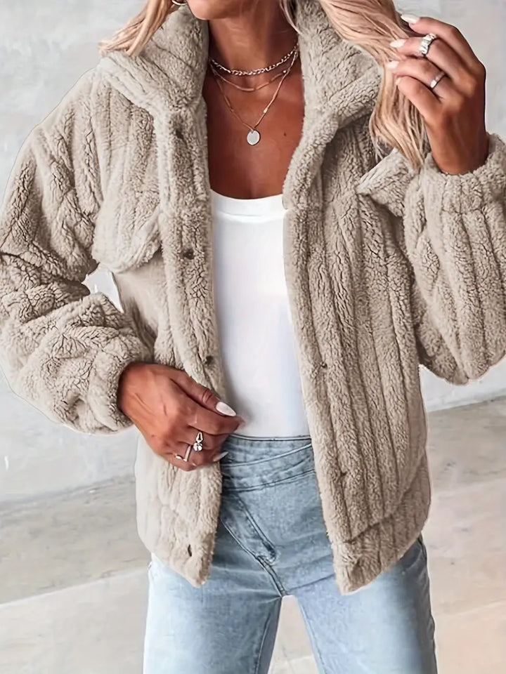 Narin – Lässig Teddy Jacke Mit Faux Tasche