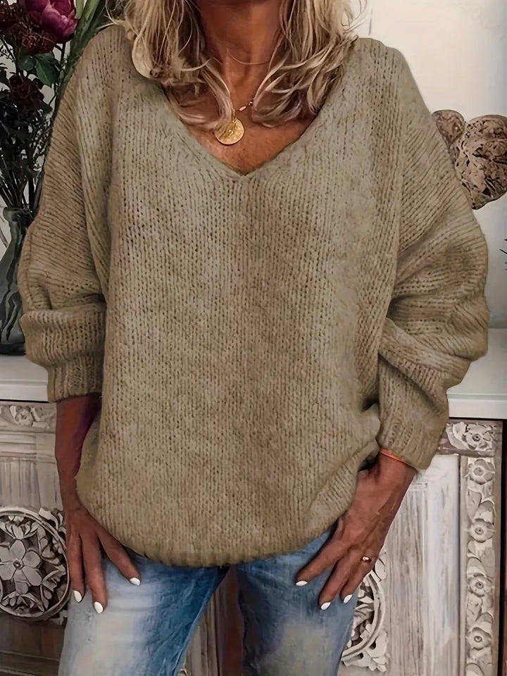 Schmidt – Lässiger Langarm Pullover Mit V-Ausschnitt