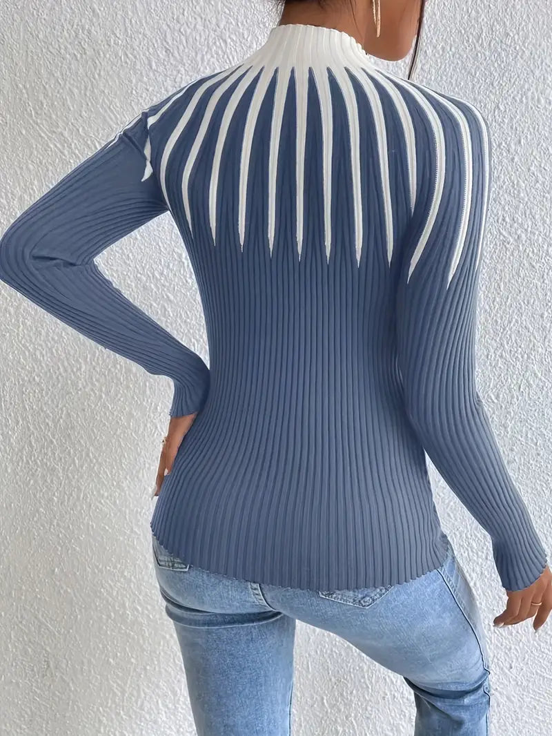 Maider – Eleganter Langarm Pullover Mit Hoher Kragen