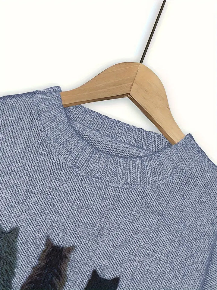 Urvana - Langarm Pullover Mit Katzen Drucken