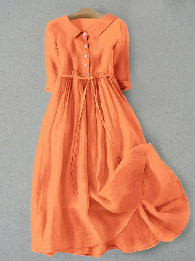 Nerissa - Einfaches Kunstvolles Baumwoll Kleid
