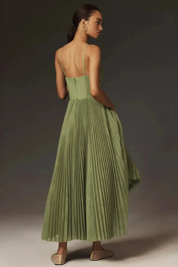 Priscila – Plissiertes Tüll Kleid Mit Asymmetrischem Drapé