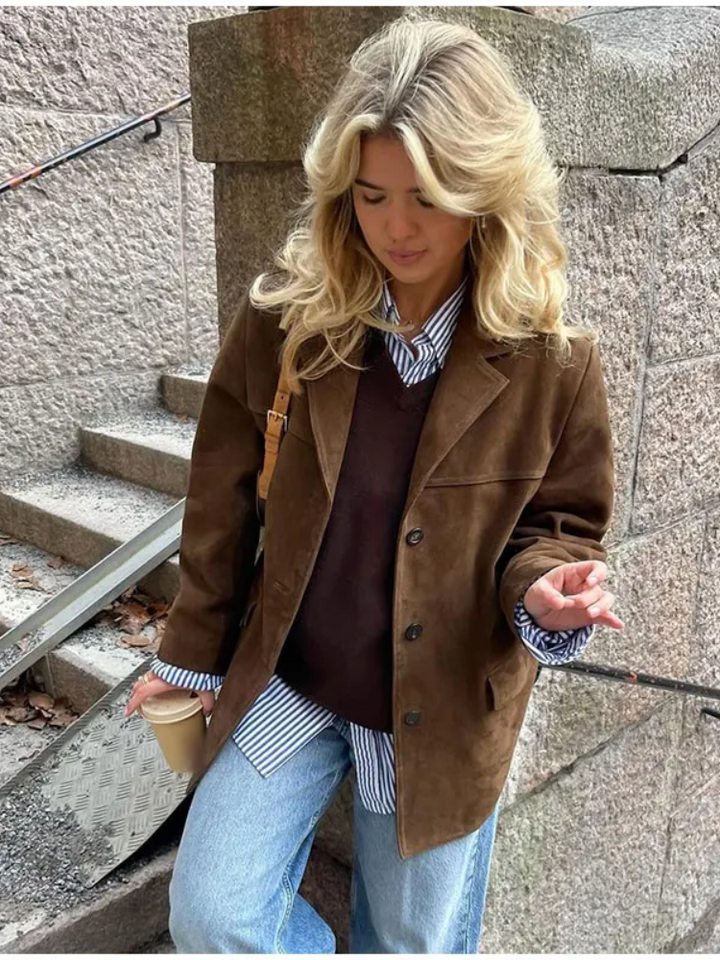Ronia – Oversized Jacke Aus Wildleder Mit Knöpfen