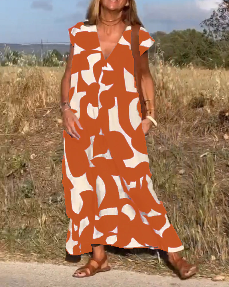 Sarinya - Bedrucktes Kleid Mit V-Ausschnitt