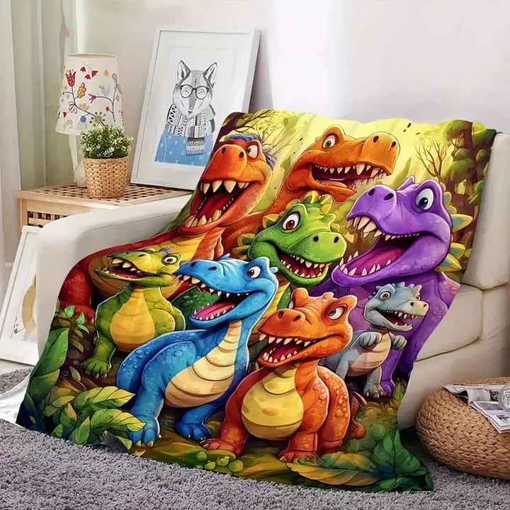 DinoSnuggle – Weiche, lustige Kuscheldecke mit Dinosauriern HD-Digitaldruck