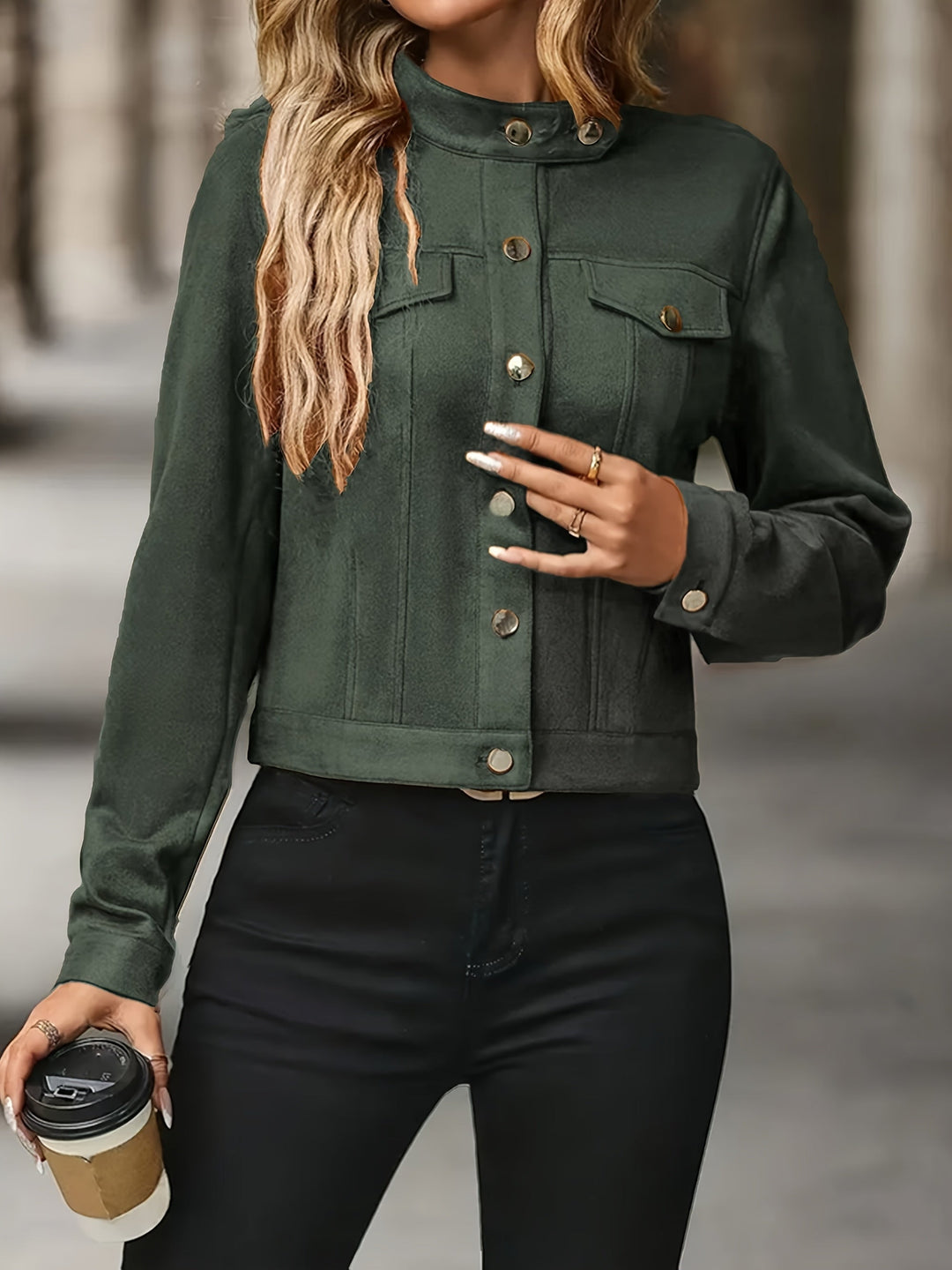 Slavica – Vintage Jacke Mit Langen Ärmeln Und Knöpfen Vorne